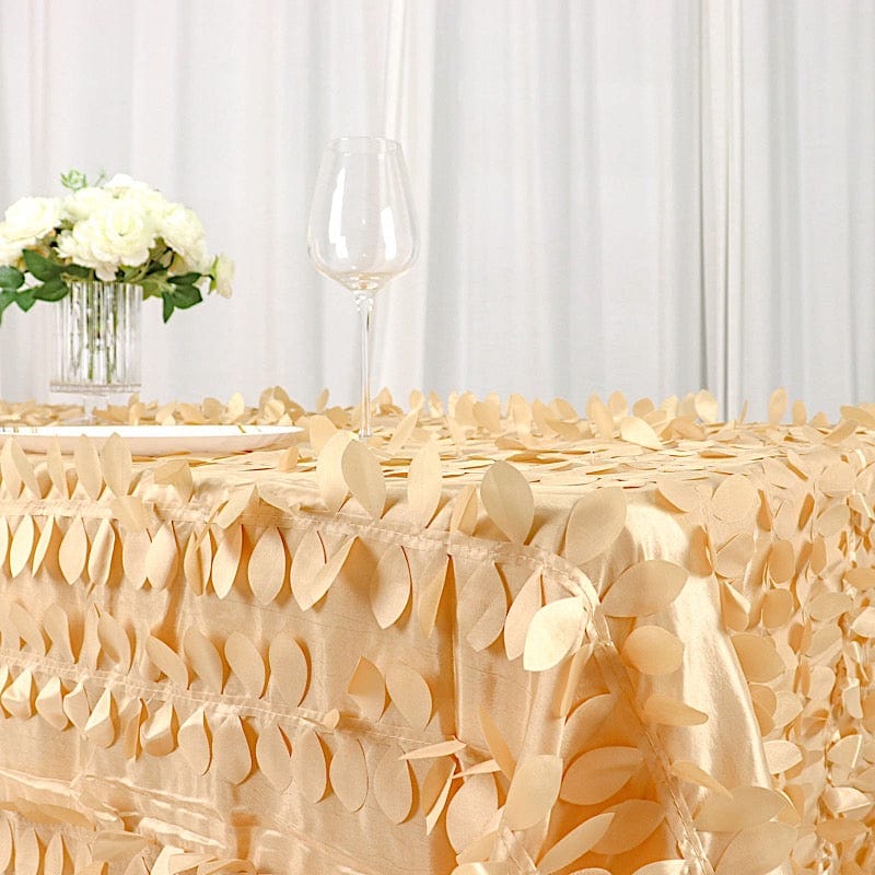 90"x132" Taffeta Rectangular Tablecloth with Leaf Petals Design