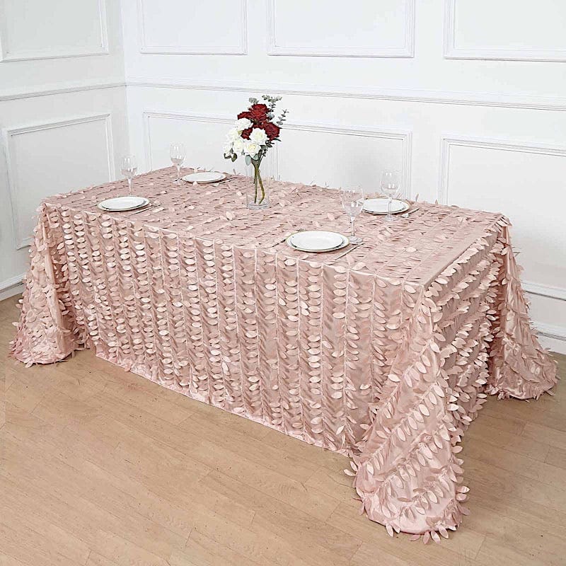 90"x132" Taffeta Rectangular Tablecloth with Leaf Petals Design