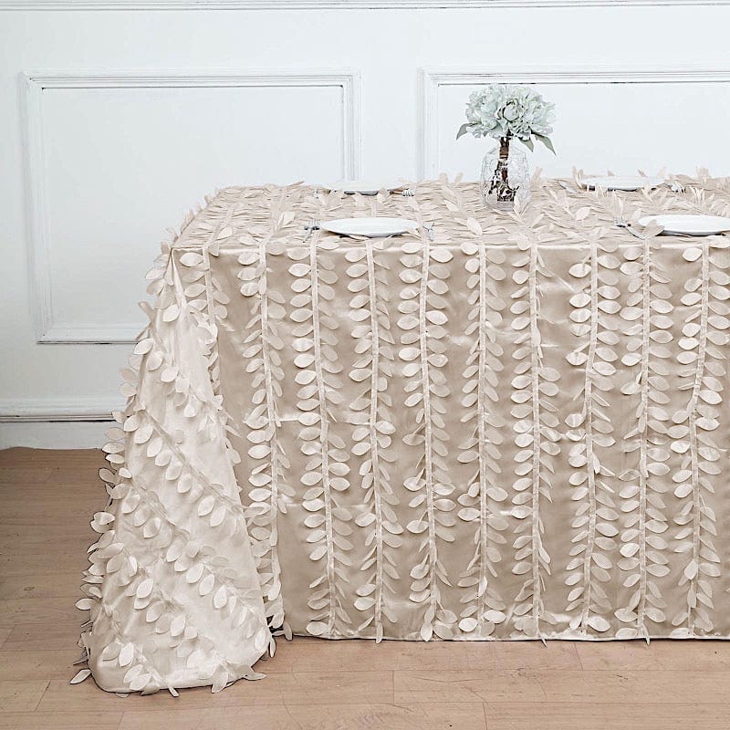 90"x132" Taffeta Rectangular Tablecloth with Leaf Petals Design