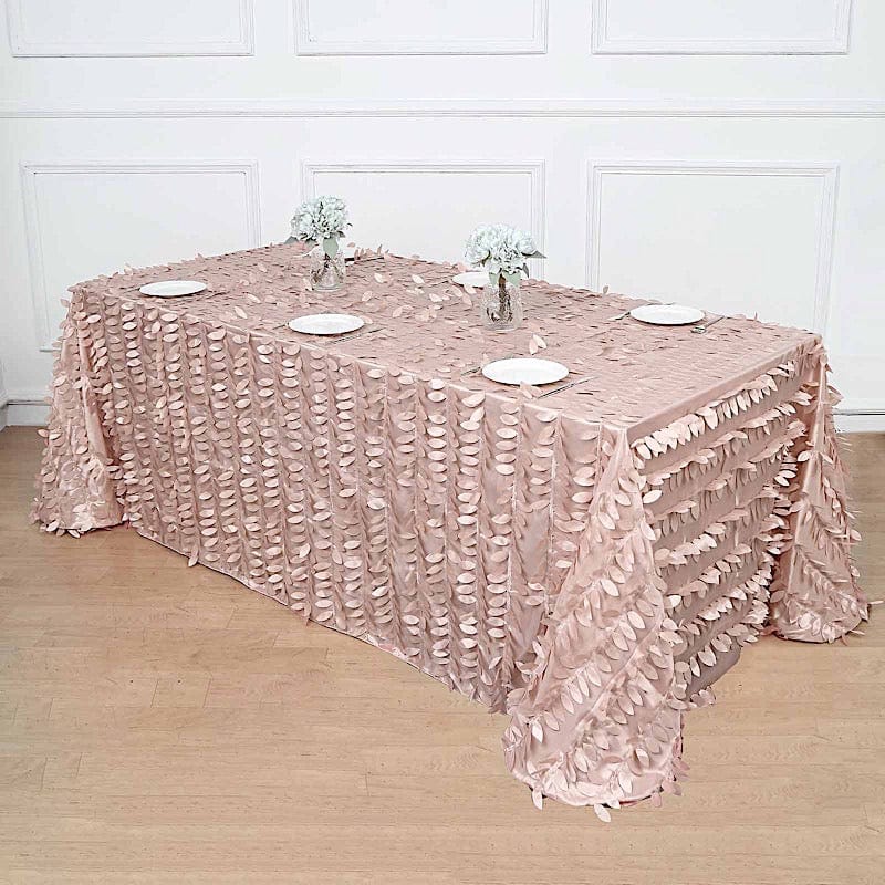 90"x132" Taffeta Rectangular Tablecloth with Leaf Petals Design