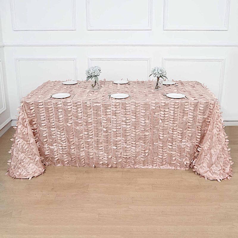 90"x132" Taffeta Rectangular Tablecloth with Leaf Petals Design