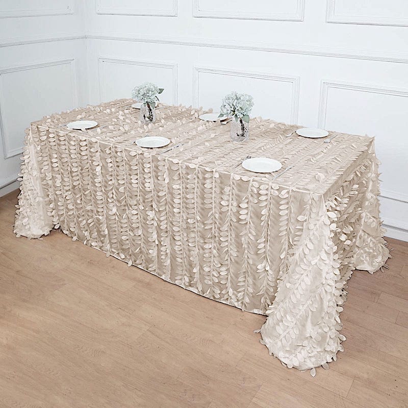 90"x132" Taffeta Rectangular Tablecloth with Leaf Petals Design