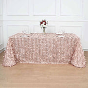 90"x132" Taffeta Rectangular Tablecloth with Leaf Petals Design