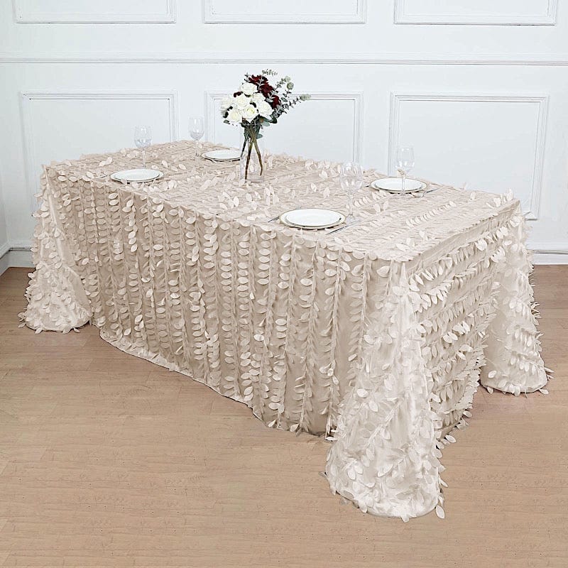 90"x132" Taffeta Rectangular Tablecloth with Leaf Petals Design