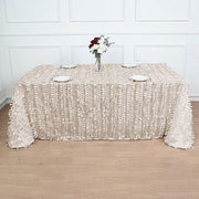 90"x132" Taffeta Rectangular Tablecloth with Leaf Petals Design
