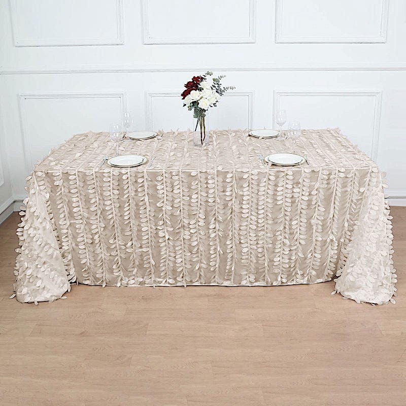 90"x132" Taffeta Rectangular Tablecloth with Leaf Petals Design