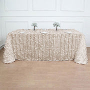 90"x132" Taffeta Rectangular Tablecloth with Leaf Petals Design