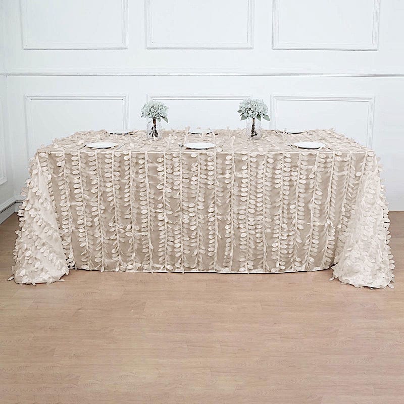 90"x132" Taffeta Rectangular Tablecloth with Leaf Petals Design