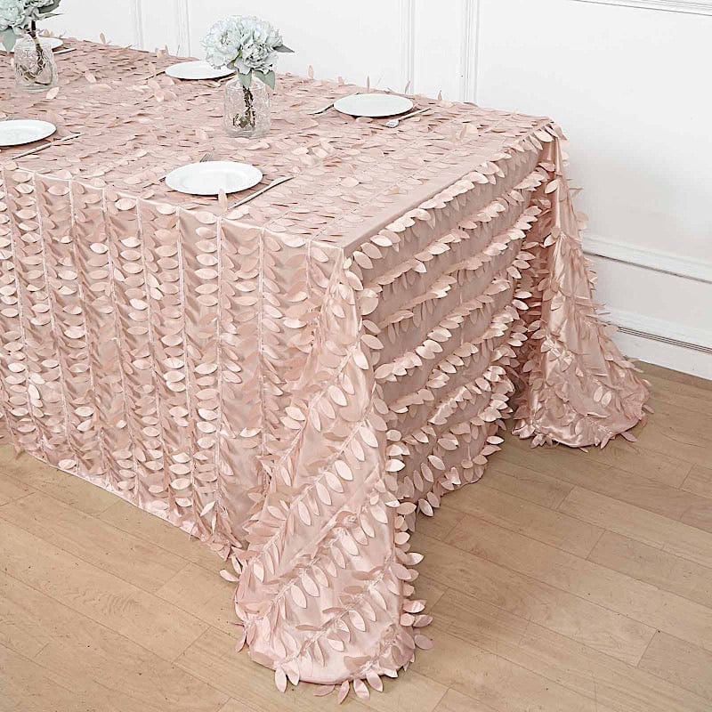 90"x132" Taffeta Rectangular Tablecloth with Leaf Petals Design