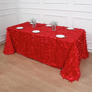 90"x132" Taffeta Rectangular Tablecloth with Leaf Petals Design