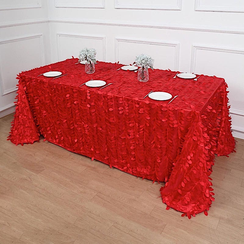 90"x132" Taffeta Rectangular Tablecloth with Leaf Petals Design