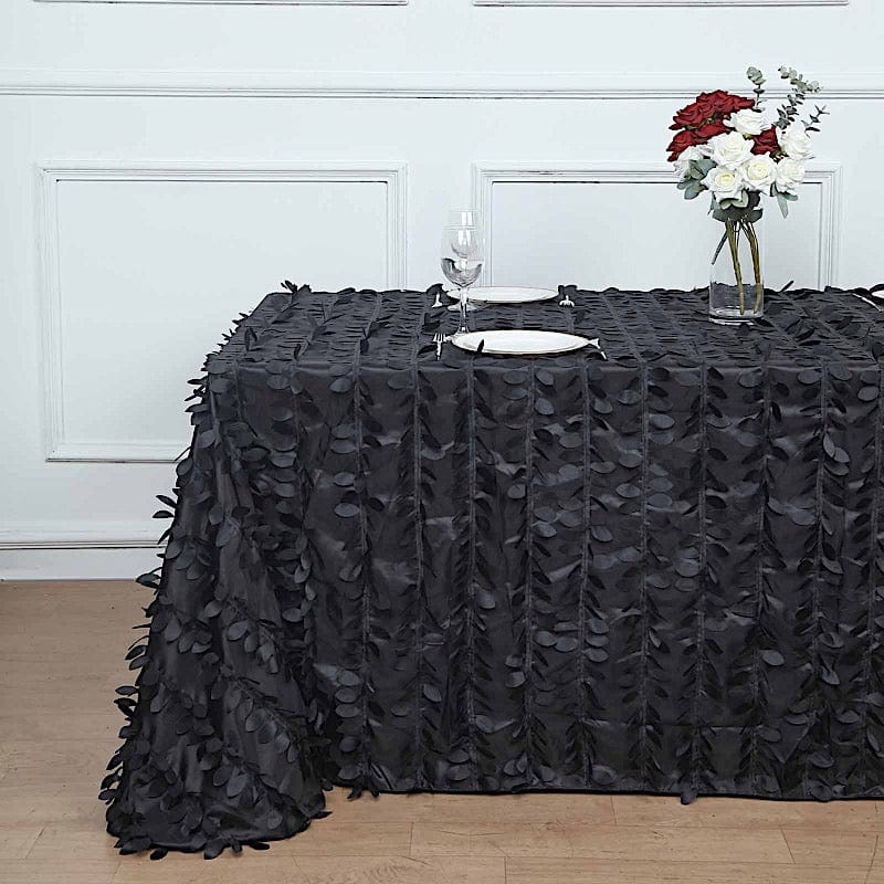 90"x132" Taffeta Rectangular Tablecloth with Leaf Petals Design