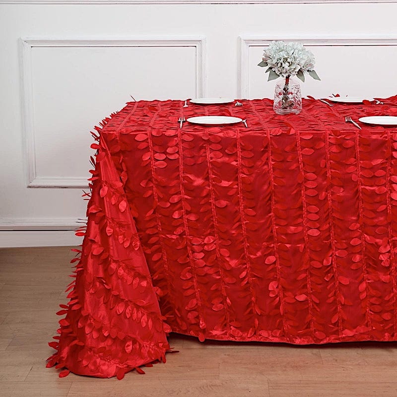 90"x132" Taffeta Rectangular Tablecloth with Leaf Petals Design