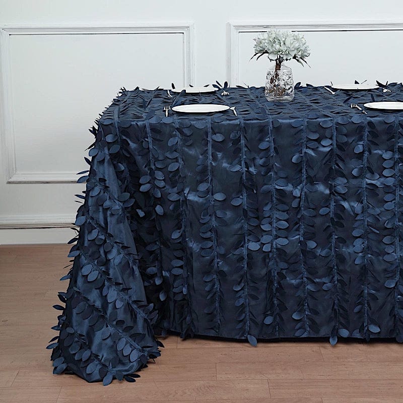 90"x132" Taffeta Rectangular Tablecloth with Leaf Petals Design