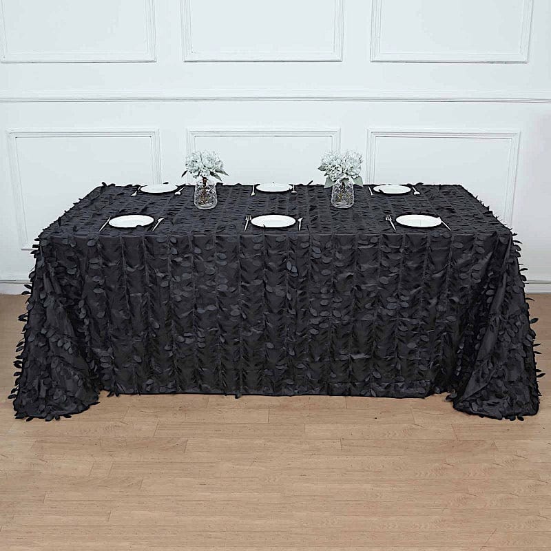 90"x132" Taffeta Rectangular Tablecloth with Leaf Petals Design