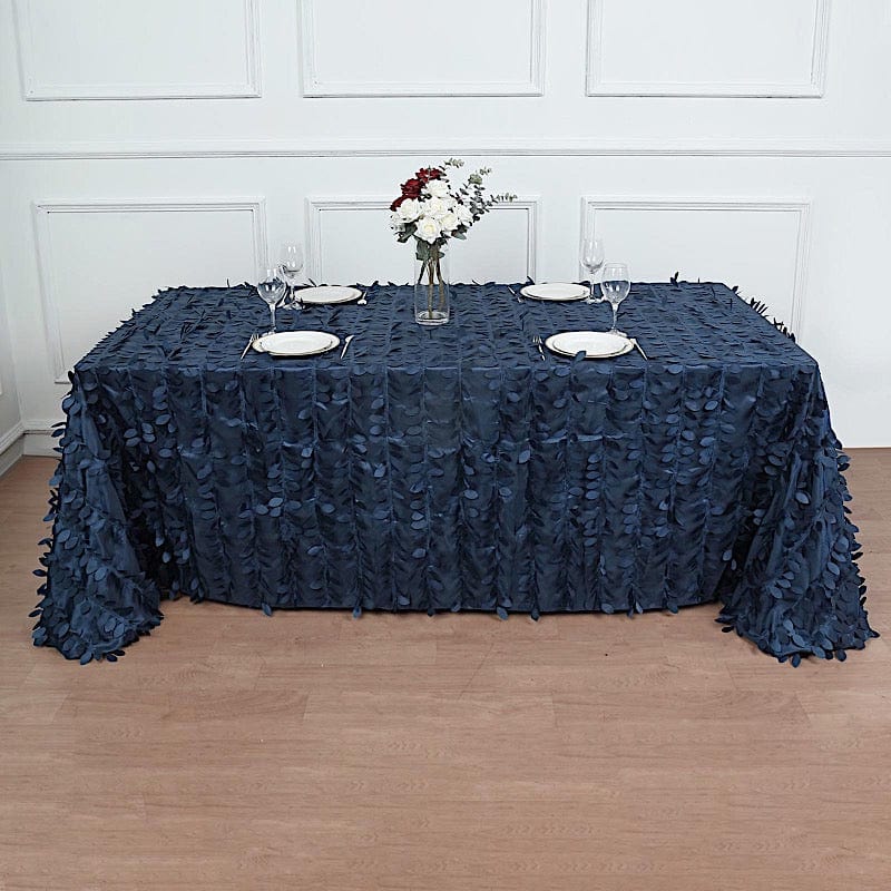90"x132" Taffeta Rectangular Tablecloth with Leaf Petals Design