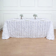 90"x132" Taffeta Rectangular Tablecloth with Leaf Petals Design