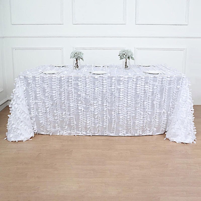 90"x132" Taffeta Rectangular Tablecloth with Leaf Petals Design