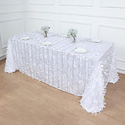 90"x132" Taffeta Rectangular Tablecloth with Leaf Petals Design