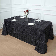 90"x132" Taffeta Rectangular Tablecloth with Leaf Petals Design