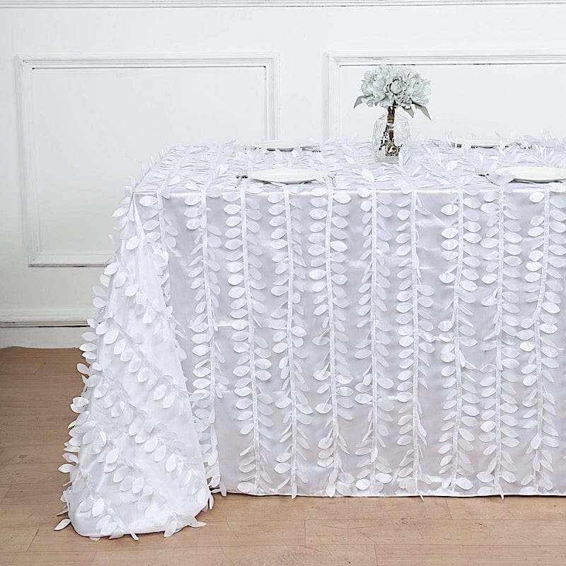 90"x132" Taffeta Rectangular Tablecloth with Leaf Petals Design