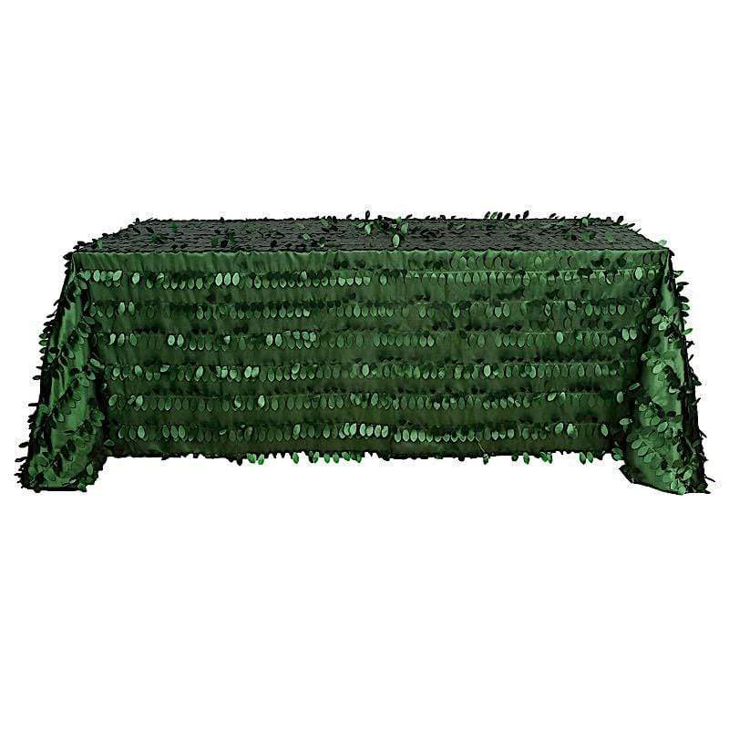 90"x132" Taffeta Rectangular Tablecloth with Leaf Petals Design TAB_LEAF_90132_GRN