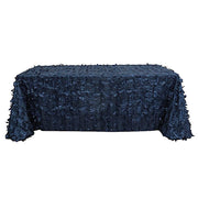90"x132" Taffeta Rectangular Tablecloth with Leaf Petals Design TAB_LEAF_90132_NAVY