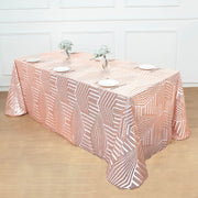 90"x132" Tulle Rectangular Tablecloth with Sequins and Geometric Pattern