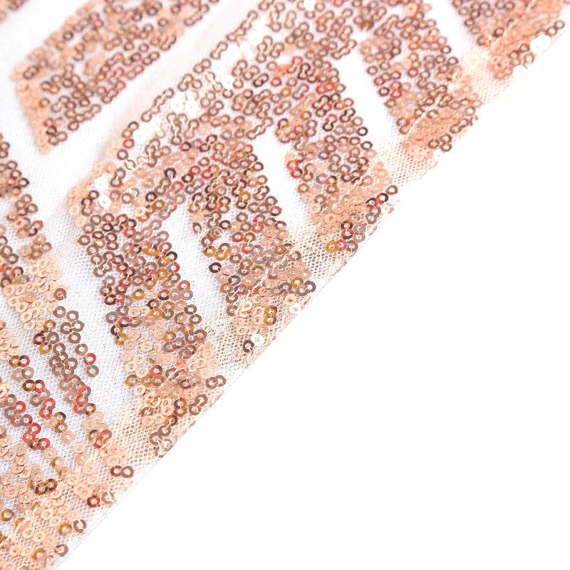 90"x132" Tulle Rectangular Tablecloth with Sequins and Geometric Pattern