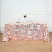 90"x132" Tulle Rectangular Tablecloth with Sequins and Geometric Pattern