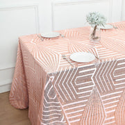 90"x132" Tulle Rectangular Tablecloth with Sequins and Geometric Pattern
