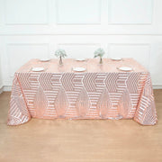 90"x132" Tulle Rectangular Tablecloth with Sequins and Geometric Pattern