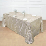 90"x132" Tulle Rectangular Tablecloth with Sequins and Geometric Pattern