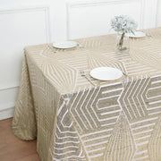 90"x132" Tulle Rectangular Tablecloth with Sequins and Geometric Pattern