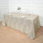 90"x132" Tulle Rectangular Tablecloth with Sequins and Geometric Pattern
