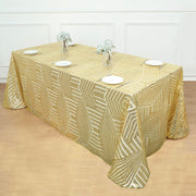 90"x132" Tulle Rectangular Tablecloth with Sequins and Geometric Pattern