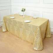 90"x132" Tulle Rectangular Tablecloth with Sequins and Geometric Pattern