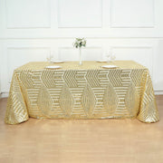 90"x132" Tulle Rectangular Tablecloth with Sequins and Geometric Pattern