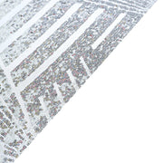 90"x132" Tulle Rectangular Tablecloth with Sequins and Geometric Pattern