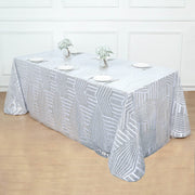 90"x132" Tulle Rectangular Tablecloth with Sequins and Geometric Pattern