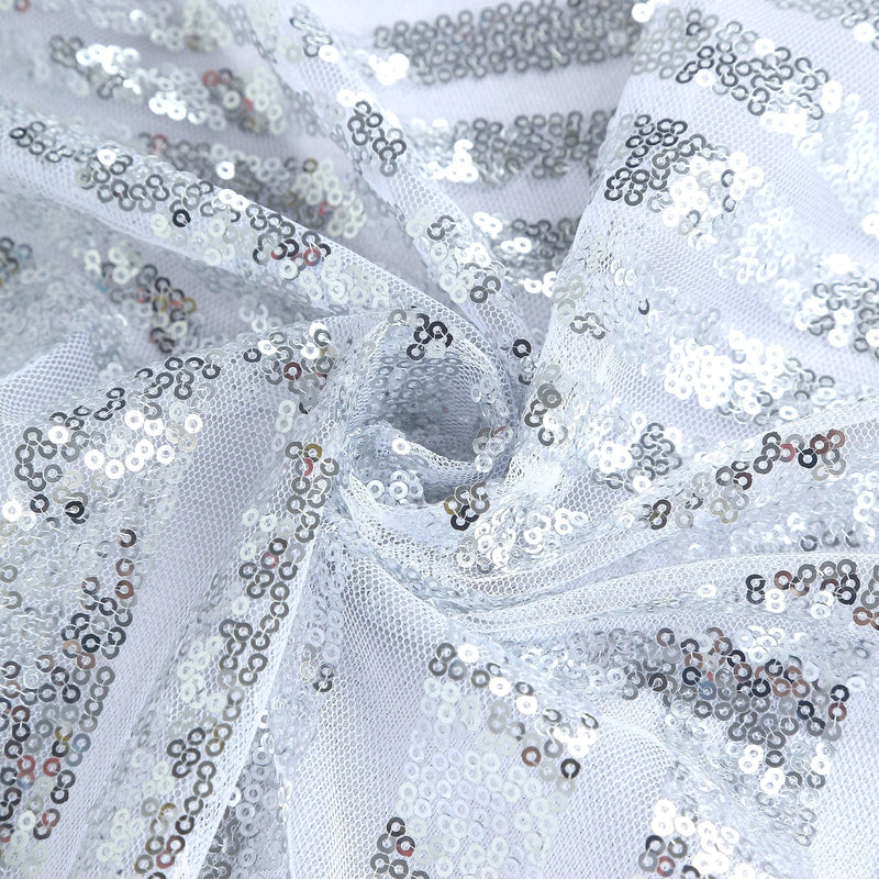 90"x132" Tulle Rectangular Tablecloth with Sequins and Geometric Pattern