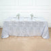 90"x132" Tulle Rectangular Tablecloth with Sequins and Geometric Pattern