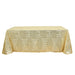 90"x132" Tulle Rectangular Tablecloth with Sequins and Geometric Pattern TAB_02G_90132_GOLD