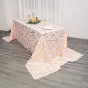 90"x156" Polyester Rectangular Tablecloth with Metallic Geometric Pattern