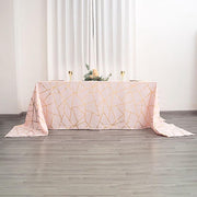 90"x156" Polyester Rectangular Tablecloth with Metallic Geometric Pattern