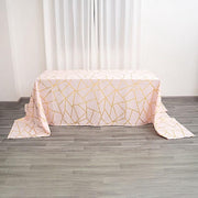 90"x156" Polyester Rectangular Tablecloth with Metallic Geometric Pattern