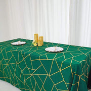 90"x156" Polyester Rectangular Tablecloth with Metallic Geometric Pattern