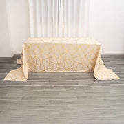 90"x156" Polyester Rectangular Tablecloth with Metallic Geometric Pattern