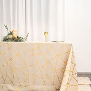 90"x156" Polyester Rectangular Tablecloth with Metallic Geometric Pattern