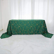 90"x156" Polyester Rectangular Tablecloth with Metallic Geometric Pattern